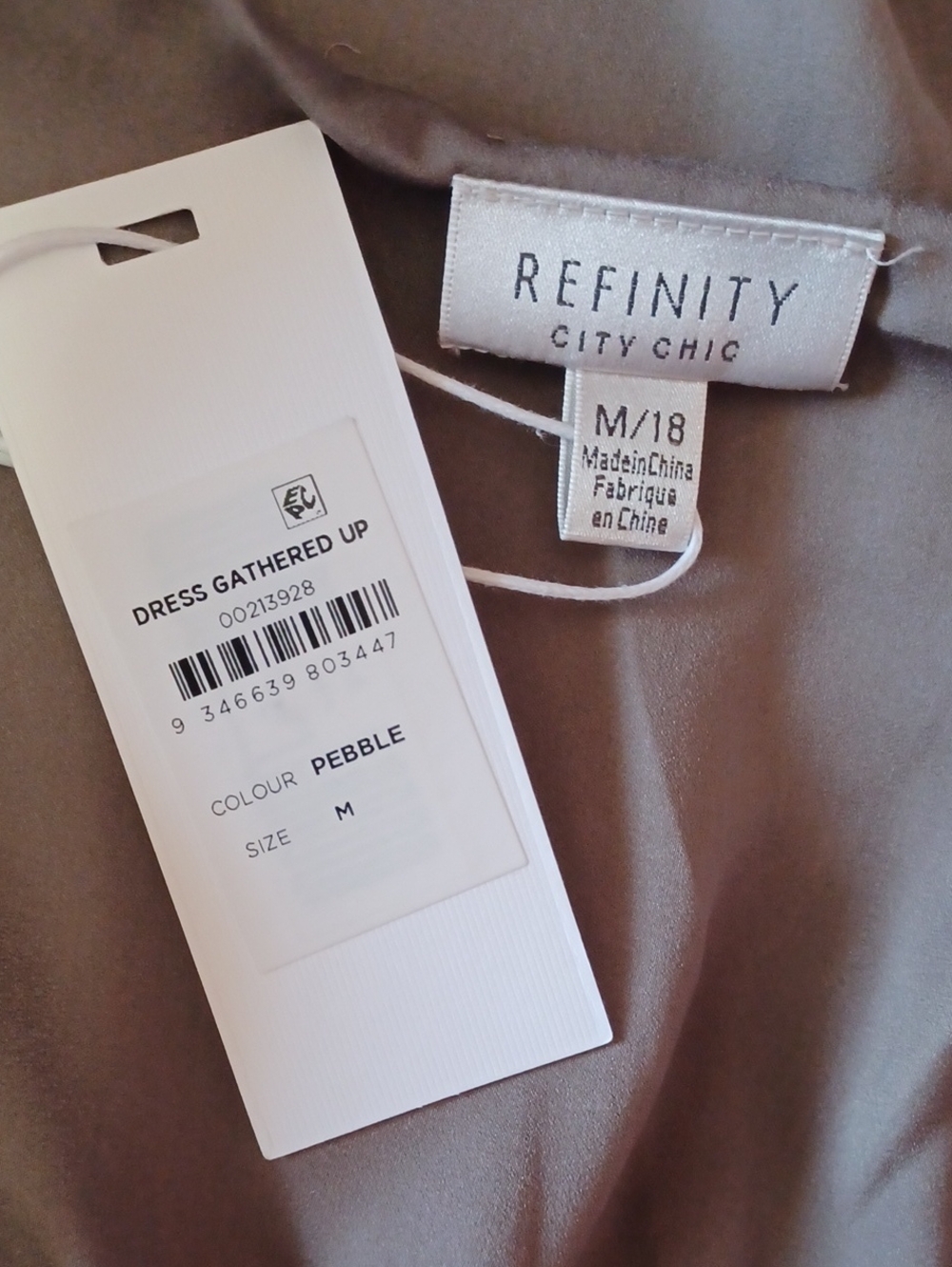 Refinity Taupe Slip Midi Dress Twist Front Detail Boho Chic NWT Plus Size 18 - Picture 2 of 14